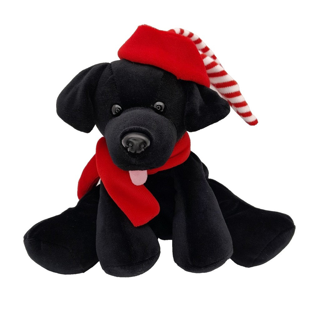Commonwealth Christmas Canines 2004 Black Dog Plush Hat & Scarf Floppy Toy